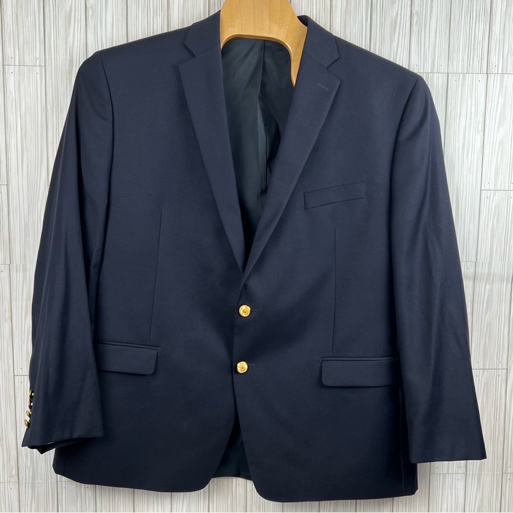 Lauren Ralph Lauren Men’s Blazer 100% Wool Suit Jacket Blue Gold Buttons Sz‎ 48R